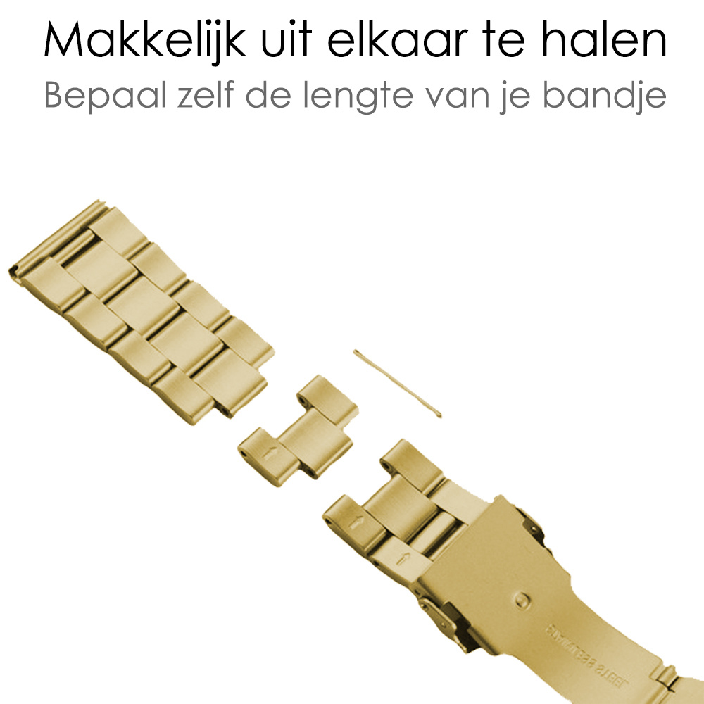 NoXx Horloge Band Geschikt Voor Apple Watch 1-8 / SE (38/40/41 mm) Roestvrij Staal Schakels - Goud