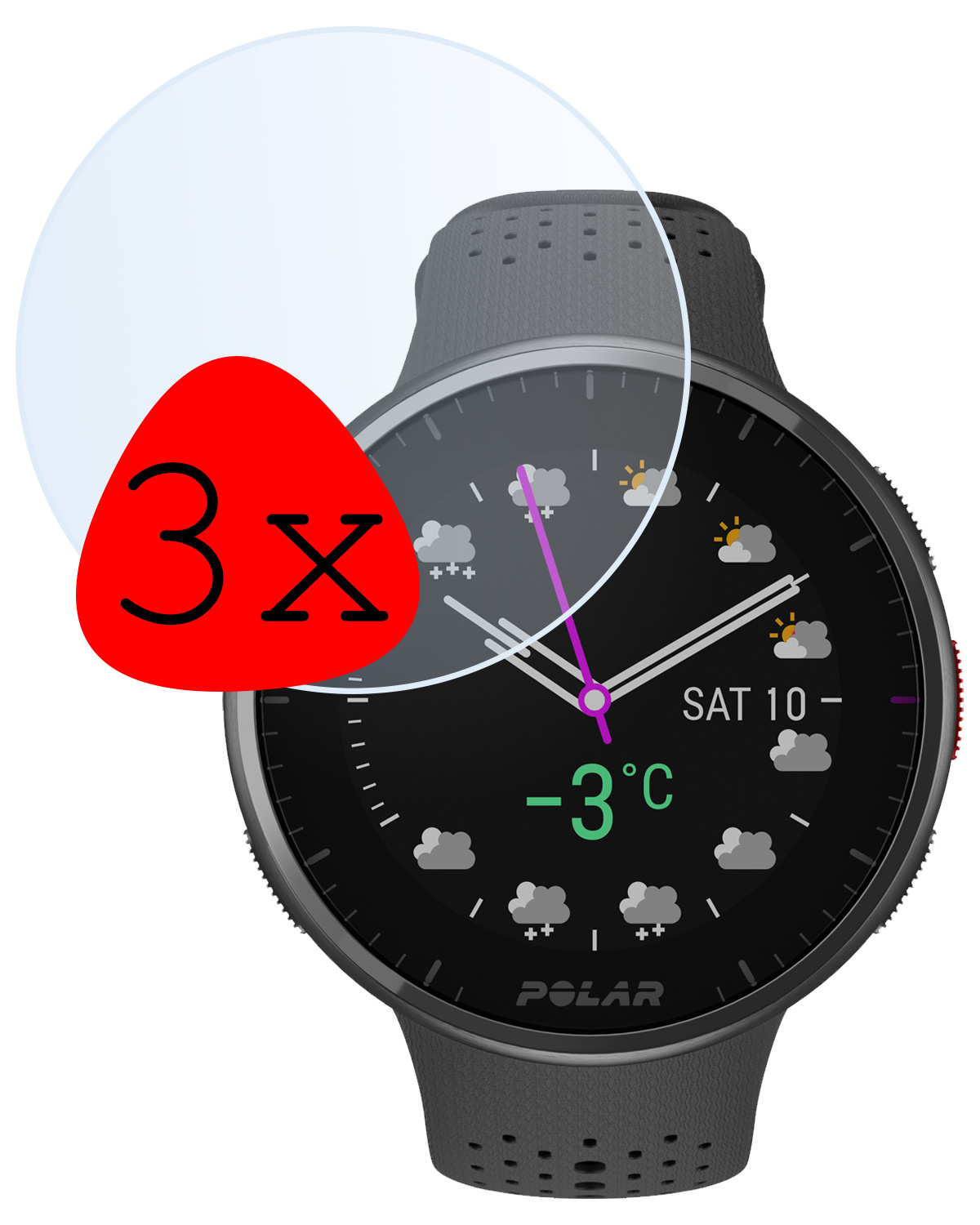 BASEY. Screenprotector Geschikt voor Polar Pacer Pro Screenprotector Tempered Glass Beschermglas - Screenprotector Geschikt voor Polar Pacer Pro Screen Protector - 3 Stuks