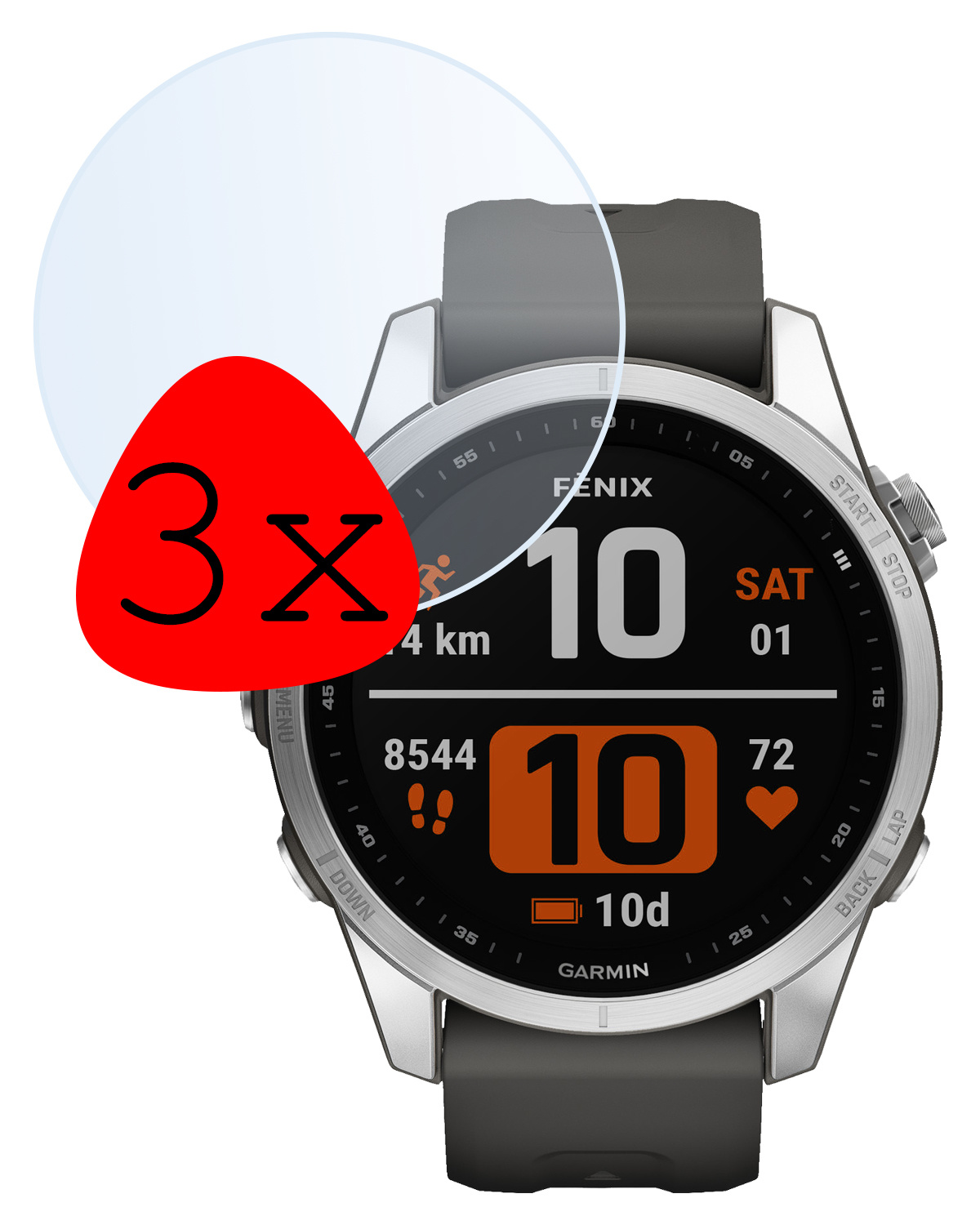 BASEY. Screenprotector Geschikt voor Garmin Fenix 7S Screenprotector Tempered Glass Beschermglas - Screenprotector Geschikt voor Garmin Fenix 7S Screen Protector - 3 Stuks