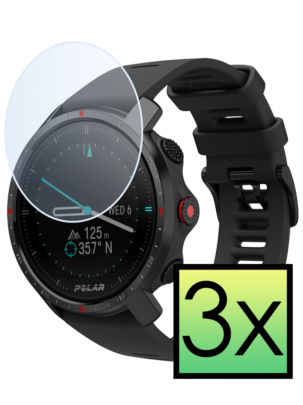 NoXx Screenprotector Geschikt voor Polar Grit X Pro Screenprotector Tempered Glass Gehard Glas - 3x