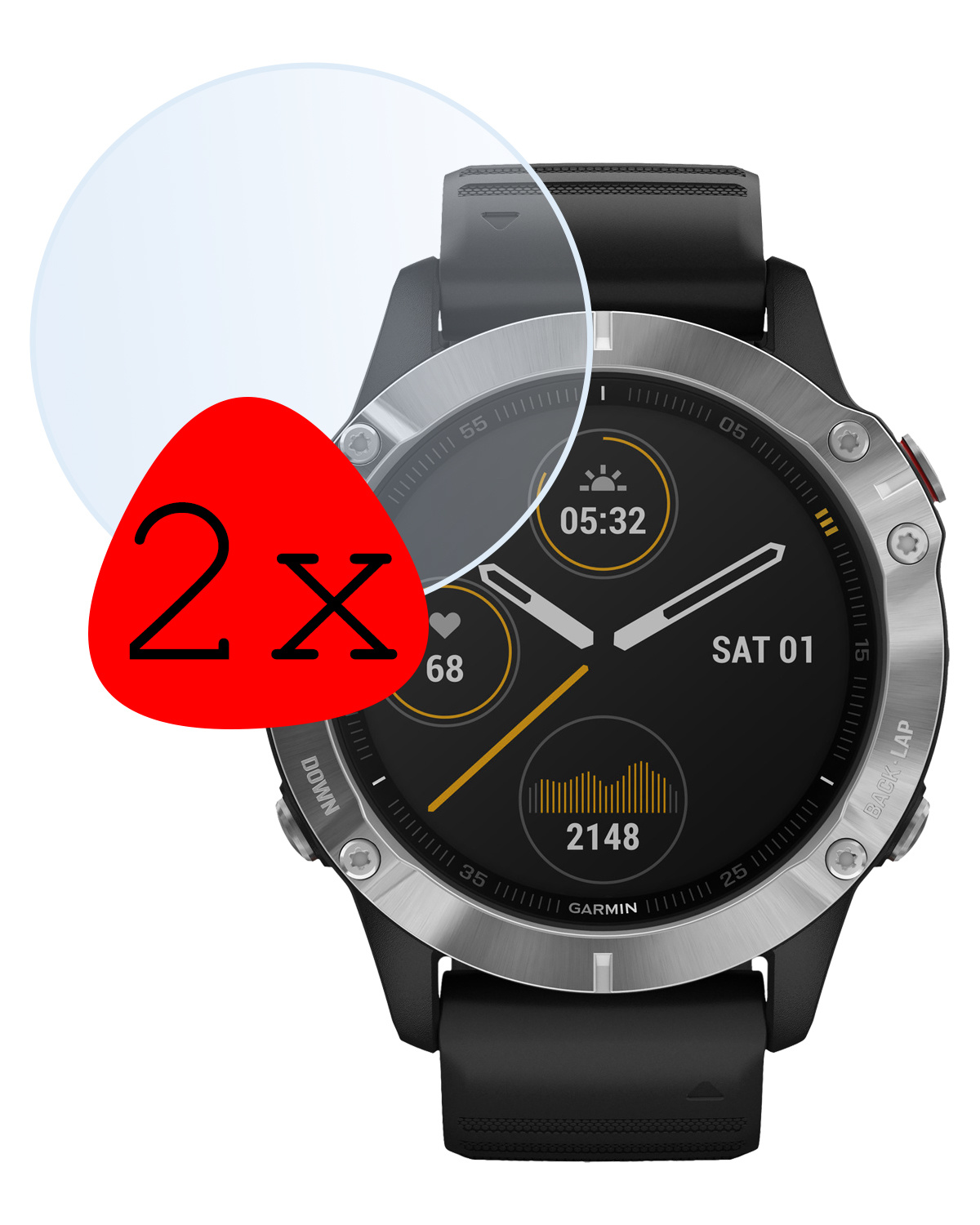 BASEY. Screenprotector Geschikt voor Garmin Fenix 6 Screenprotector Tempered Glass Beschermglas - Screenprotector Geschikt voor Garmin Fenix 6 Screen Protector - 2 Stuks