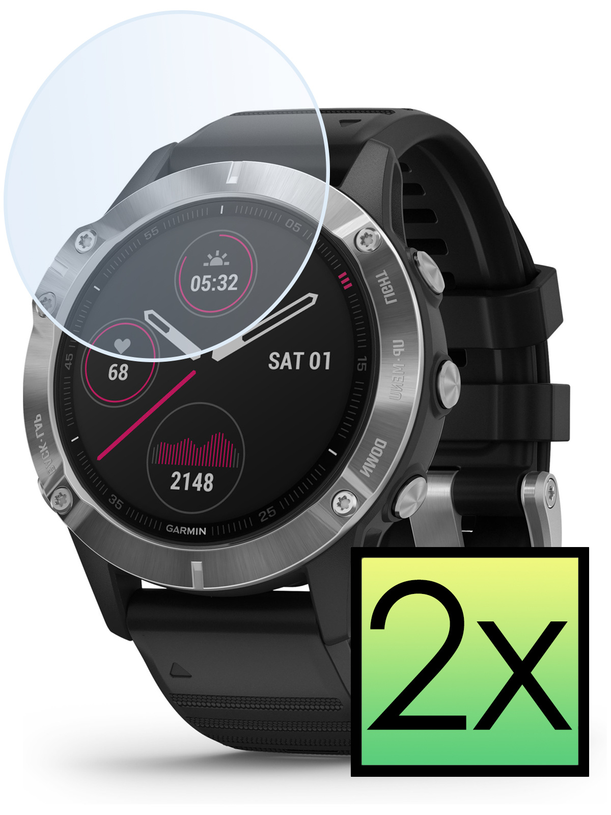 NoXx Screenprotector Geschikt voor Garmin Fenix 6 Screenprotector Tempered Glass Gehard Glas - 2x