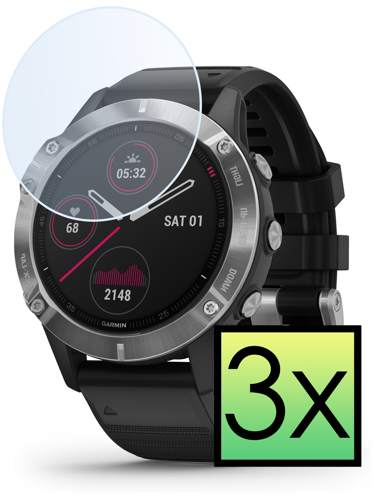 NoXx Screenprotector Geschikt voor Garmin Fenix 6 Screenprotector Tempered Glass Gehard Glas - 3x