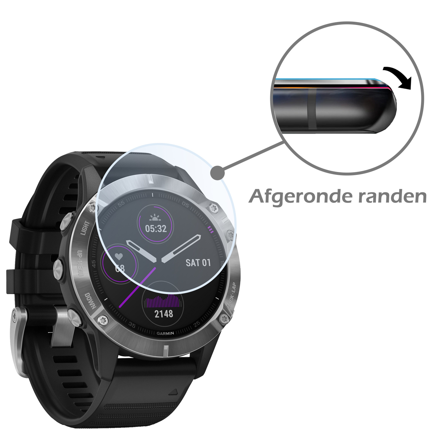 Nomfy Screenprotector Geschikt voor Garmin Fenix 6 Screenprotector Bescherm Glas - Screen Protector Geschikt voor Garmin Fenix 6 Screenprotector Tempered Glass