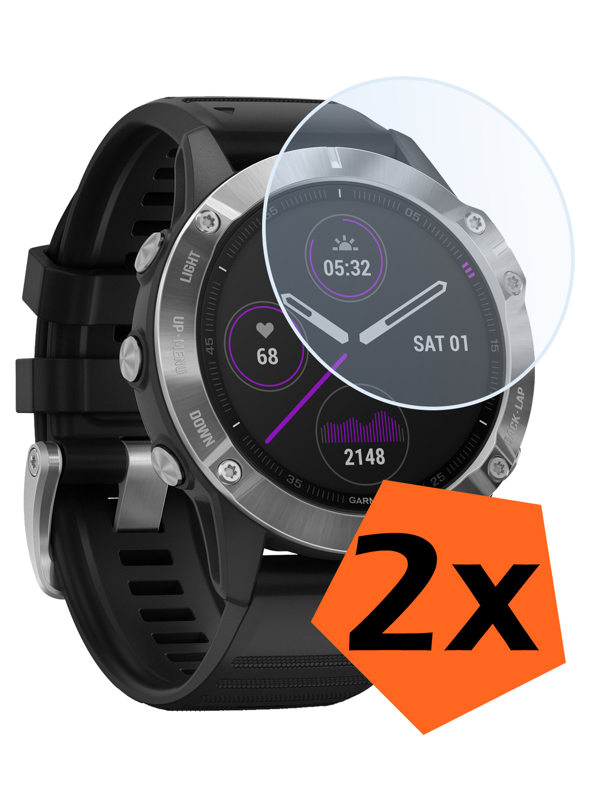 Nomfy Screenprotector Geschikt voor Garmin Fenix 6 Screenprotector Bescherm Glas - Screen Protector Geschikt voor Garmin Fenix 6 Screenprotector Tempered Glass - 2 PACK