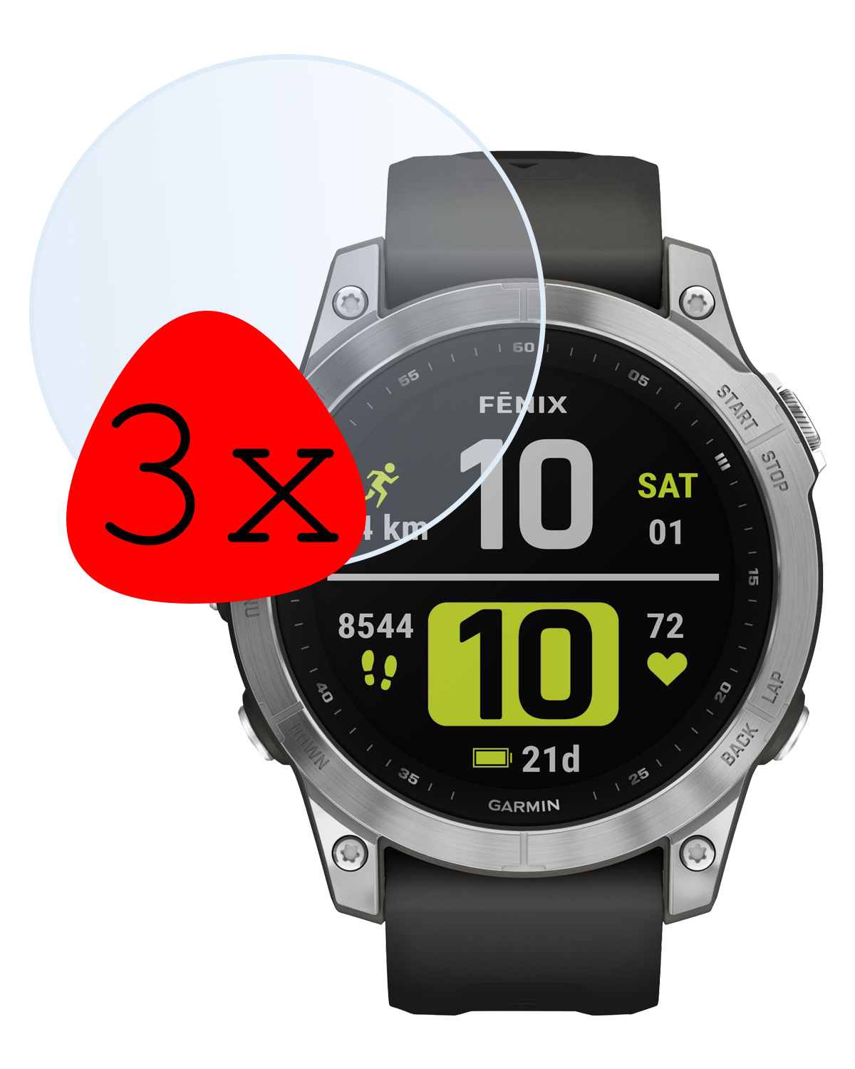 BASEY. Screenprotector Geschikt voor Garmin Fenix 7 Screenprotector Tempered Glass Beschermglas - Screenprotector Geschikt voor Garmin Fenix 7 Screen Protector - 3 Stuks