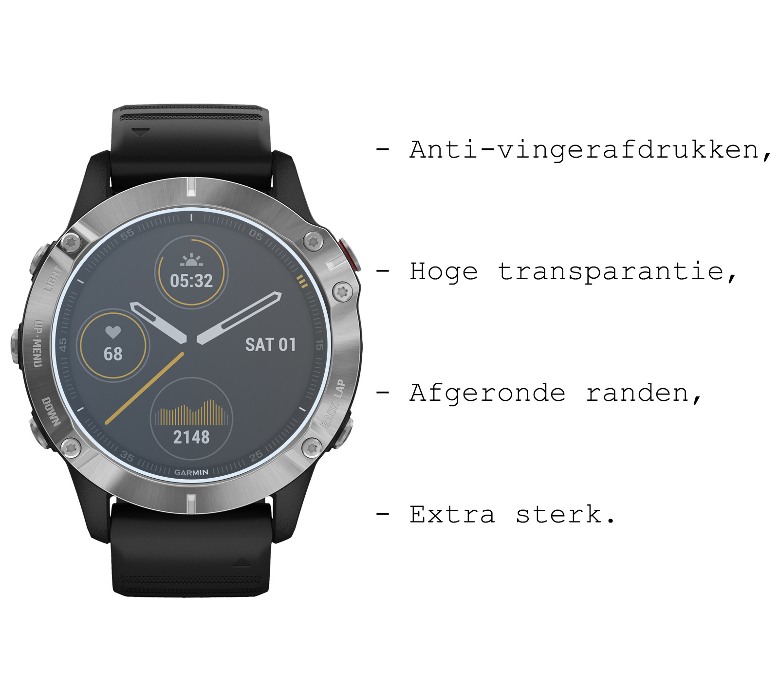 BASEY. Screenprotector Geschikt voor Garmin Fenix 6x Pro Screenprotector Tempered Glass Beschermglas - Screenprotector Geschikt voor Garmin Fenix 6x Pro Screen Protector - 2 Stuks