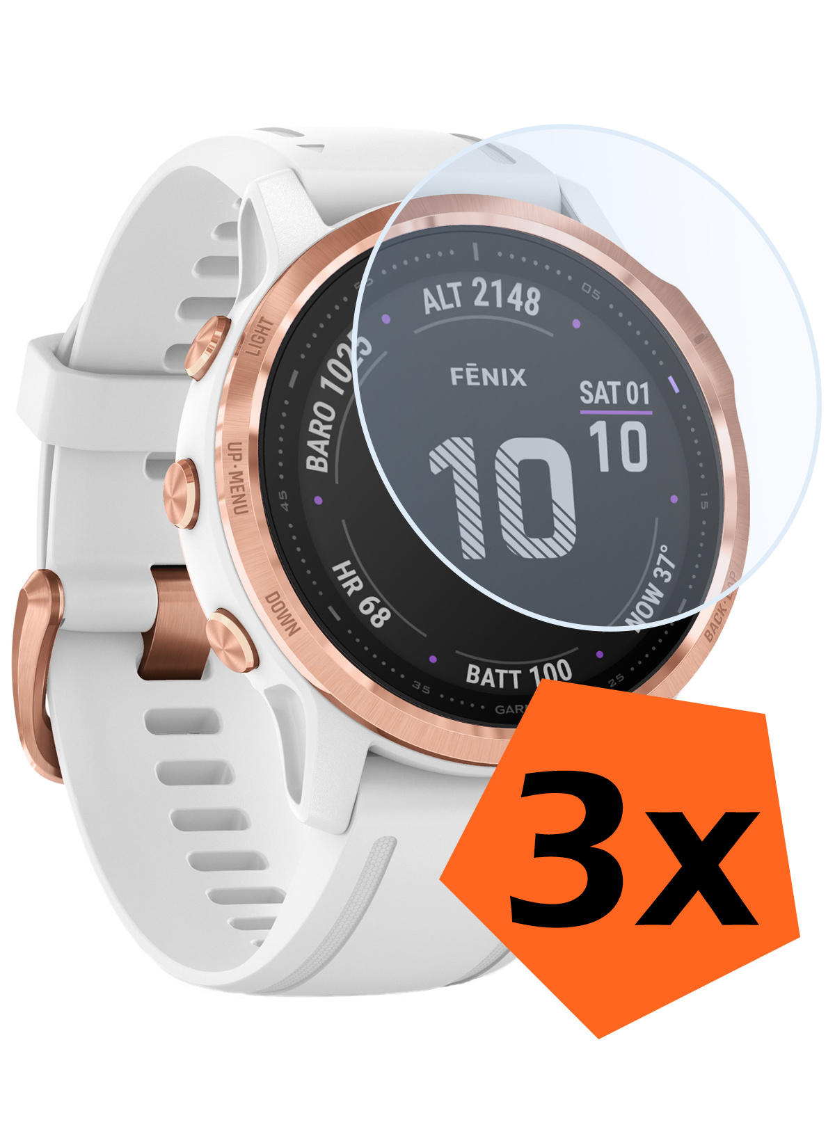 Nomfy Screenprotector Geschikt voor Garmin Fenix 6s Pro Screenprotector Bescherm Glas - Screen Protector Geschikt voor Garmin Fenix 6s Pro Screenprotector Tempered Glass - 3 PACK