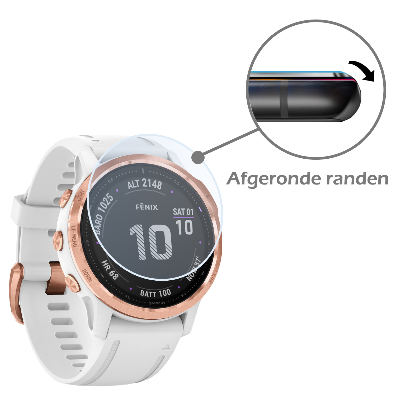 Nomfy Screenprotector Geschikt voor Garmin Fenix 6s Pro Screenprotector Bescherm Glas - Screen Protector Geschikt voor Garmin Fenix 6s Pro Screenprotector Tempered Glass - 3 PACK