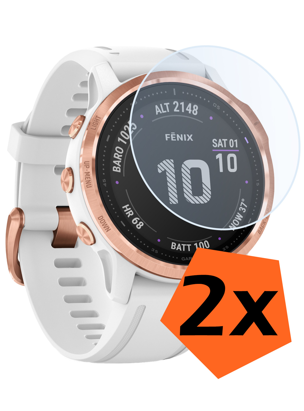 Nomfy Screenprotector Geschikt voor Garmin Fenix 6s Pro Screenprotector Bescherm Glas - Screen Protector Geschikt voor Garmin Fenix 6s Pro Screenprotector Tempered Glass - 2 PACK
