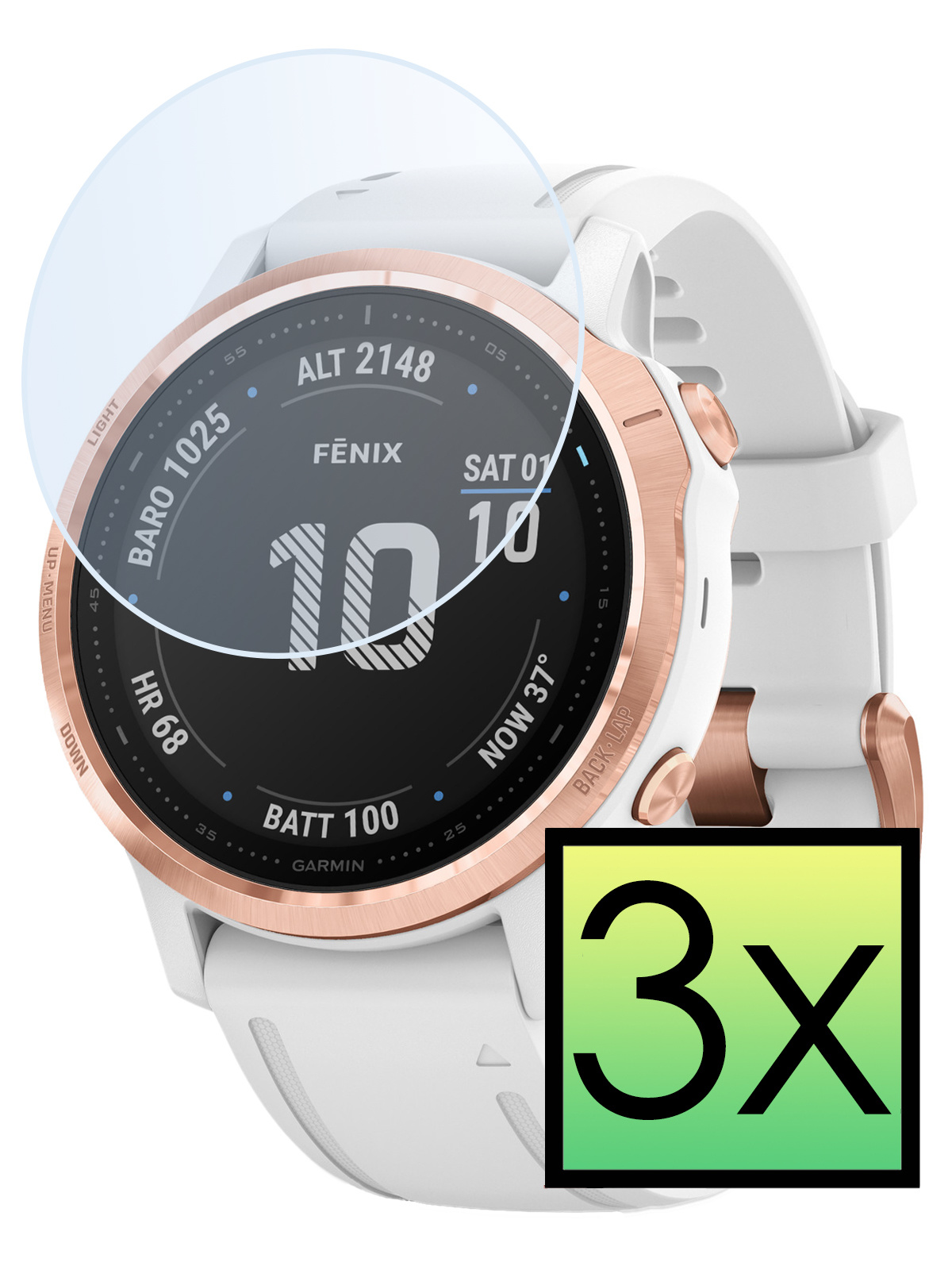 NoXx Screenprotector Geschikt voor Garmin Fenix 6s Pro Screenprotector Tempered Glass Gehard Glas - 3x