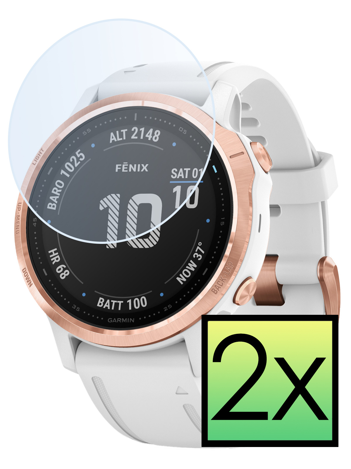 NoXx Screenprotector Geschikt voor Garmin Fenix 6s Pro Screenprotector Tempered Glass Gehard Glas - 2x