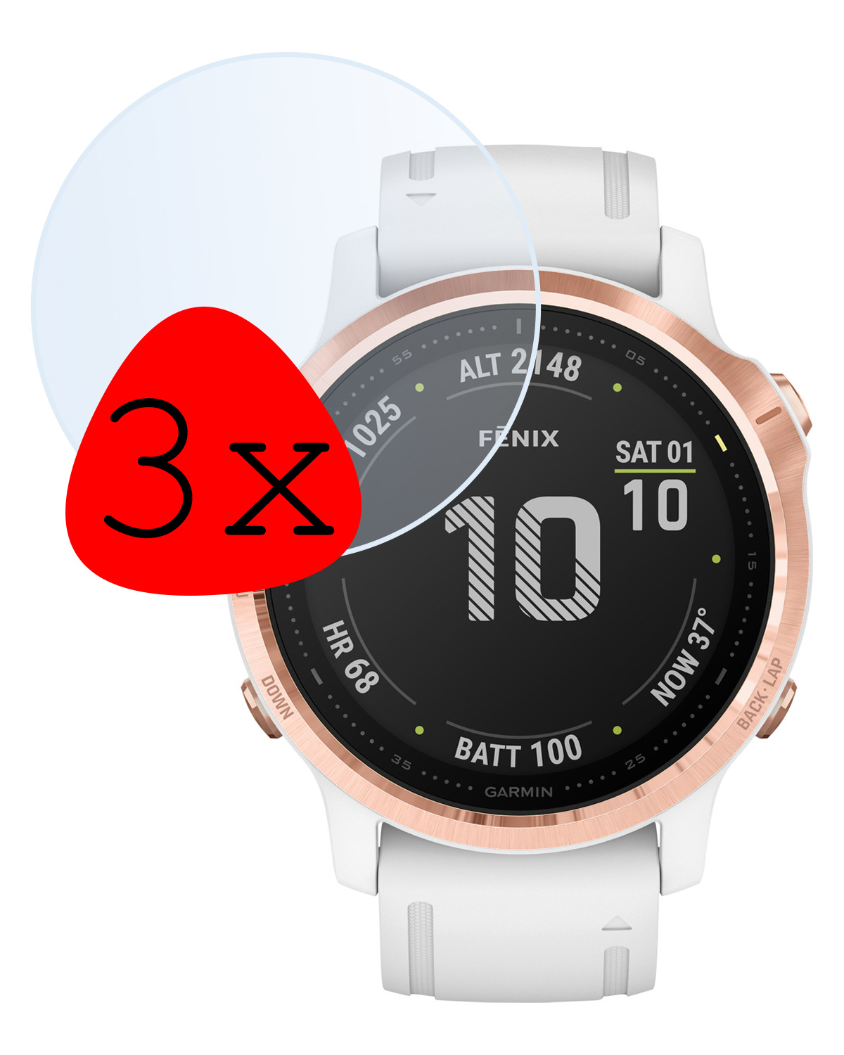 BASEY. Screenprotector Geschikt voor Garmin Fenix 6s Pro Screenprotector Tempered Glass Beschermglas - Screenprotector Geschikt voor Garmin Fenix 6s Pro Screen Protector - 3 Stuks