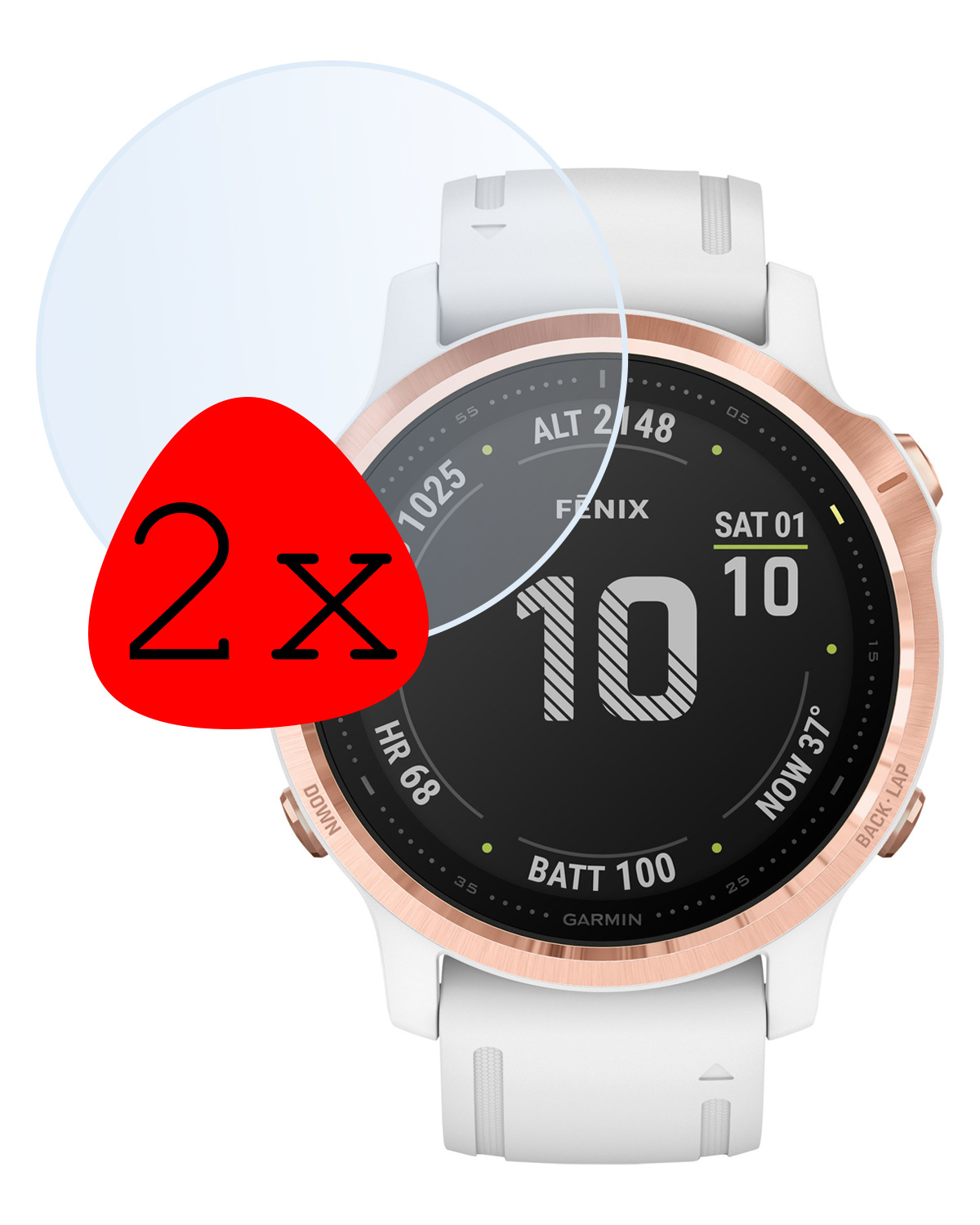 BASEY. Screenprotector Geschikt voor Garmin Fenix 6s Pro Screenprotector Tempered Glass Beschermglas - Screenprotector Geschikt voor Garmin Fenix 6s Pro Screen Protector - 2 Stuks