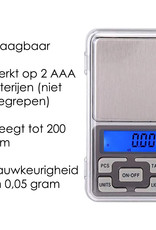 NoXx Digitale Precisie Keukenweegschaal Pocket Weegschaal Tarra- en Telfunctie 0,01 - 200 gram