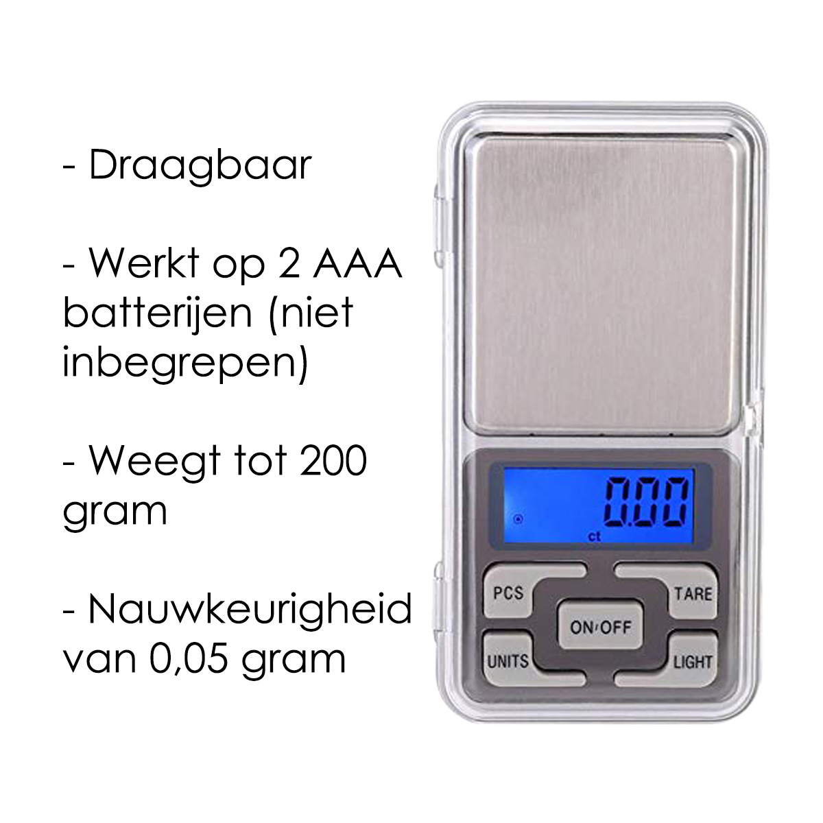 NoXx Digitale Precisie Keukenweegschaal Pocket Weegschaal Tarra- en Telfunctie 0,01 - 200 gram