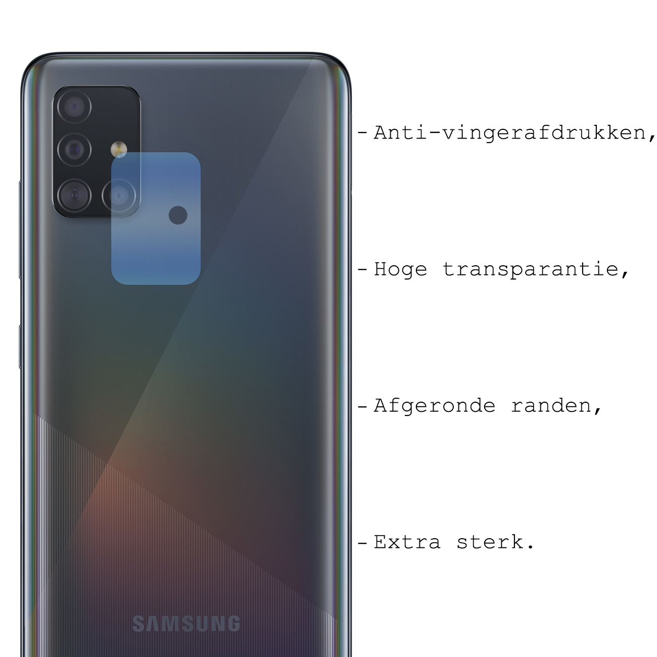 BASEY. Screenprotector Geschikt voor Samsung A51 Camera Screenprotector Tempered Glass Beschermglas Camera - Screenprotector Geschikt voor Samsung Galaxy A51 Camera Screen Protector - 2 Stuks