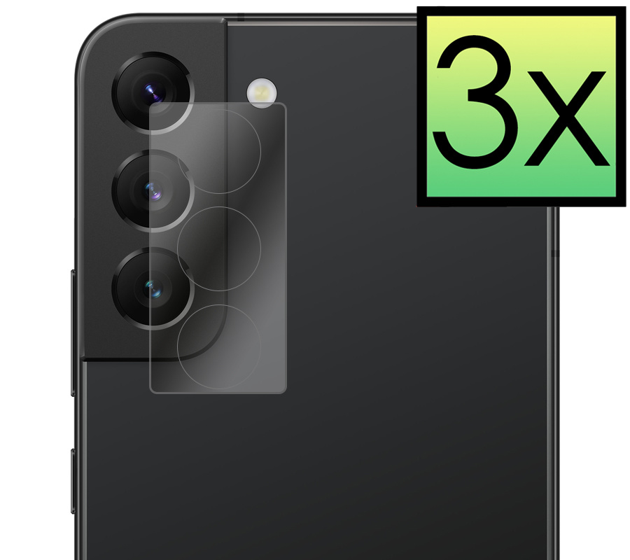 NoXx Screenprotector Geschikt voor Samsung S22 Camera Screenprotector Gehard Glas - Screenprotector Geschikt voor Samsung Galaxy S22 Screenprotector Camera Tempered Glass - 3x