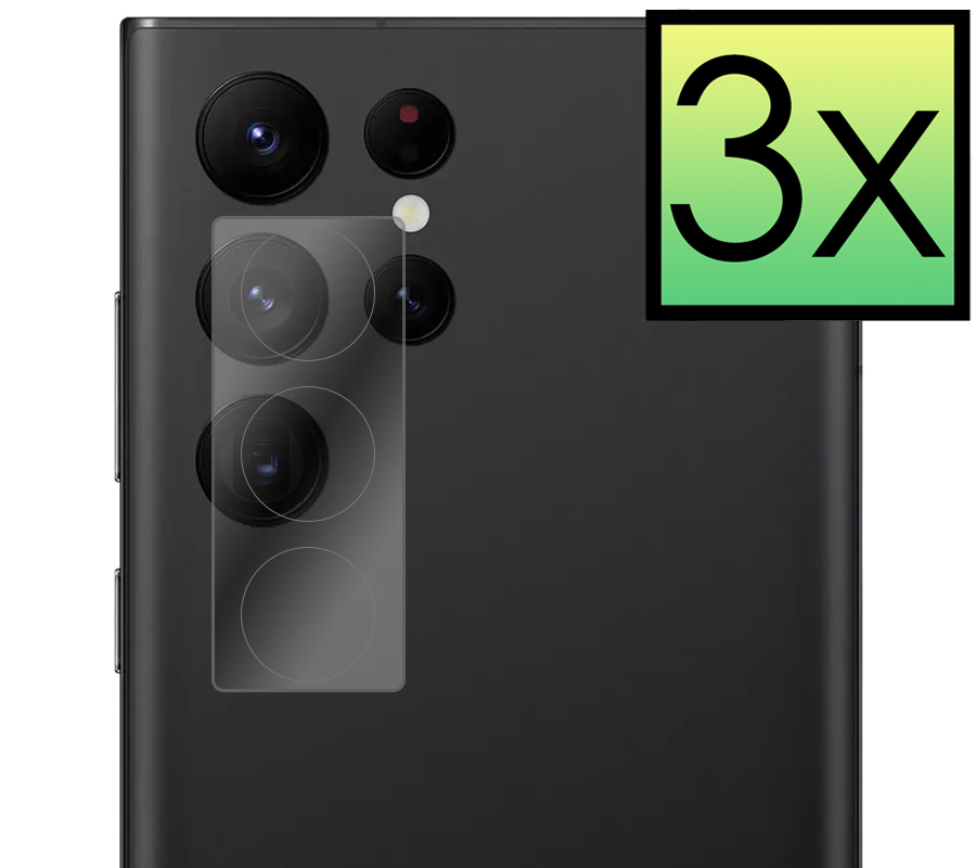 NoXx Screenprotector Geschikt voor Samsung S22 Ultra Camera Screenprotector Gehard Glas - Screenprotector Geschikt voor Samsung Galaxy S22 Ultra Screenprotector Camera Tempered Glass - 3x