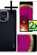 NoXx Hoes Geschikt voor OPPO Find X5 Hoesje Cover Siliconen Back Case Hoes Met 2x Screenprotector - Transparant