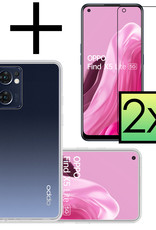 OPPO Find X5 Lite Hoesje Back Cover Siliconen Case Hoes Met 2x Screenprotector - Transparant