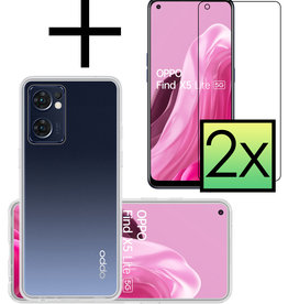 NoXx NoXx OPPO Find X5 Lite Hoesje Siliconen Met 2x Screenprotector - Transparant