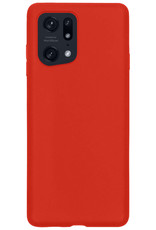 NoXx OPPO Find X5 Pro Hoesje Back Cover Siliconen Case Hoes Met 2x Screenprotector - Rood