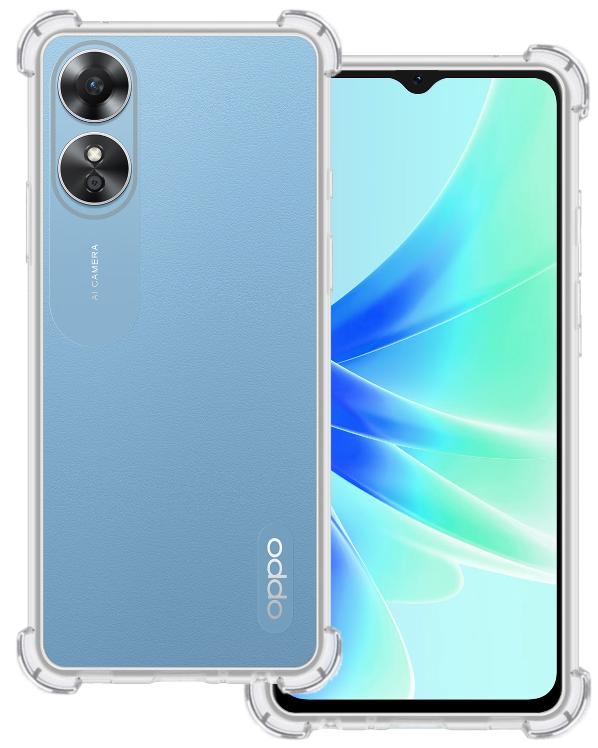 BASEY. Hoes Geschikt voor OPPO A17 Hoesje Shock Proof Case Hoes Siliconen - Hoesje Geschikt voor OPPO A17 Hoes Cover Shockproof - Transparant