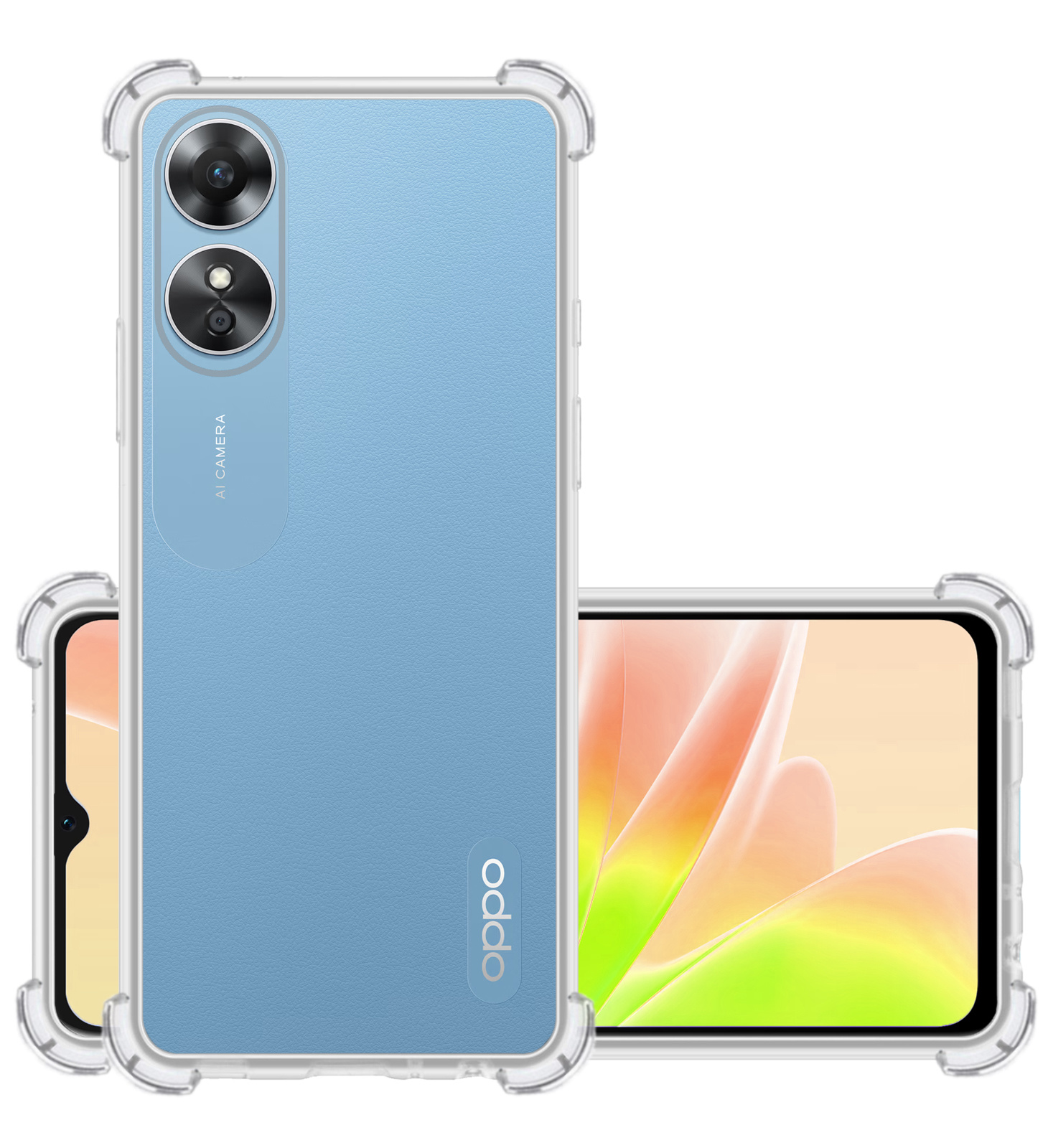 NoXx Hoes Geschikt voor OPPO A17 Hoesje Siliconen Cover Shock Proof Back Case Shockproof Hoes - Transparant