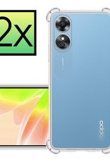 NoXx Hoes Geschikt voor OPPO A17 Hoesje Siliconen Cover Shock Proof Back Case Shockproof Hoes - Transparant - 2x
