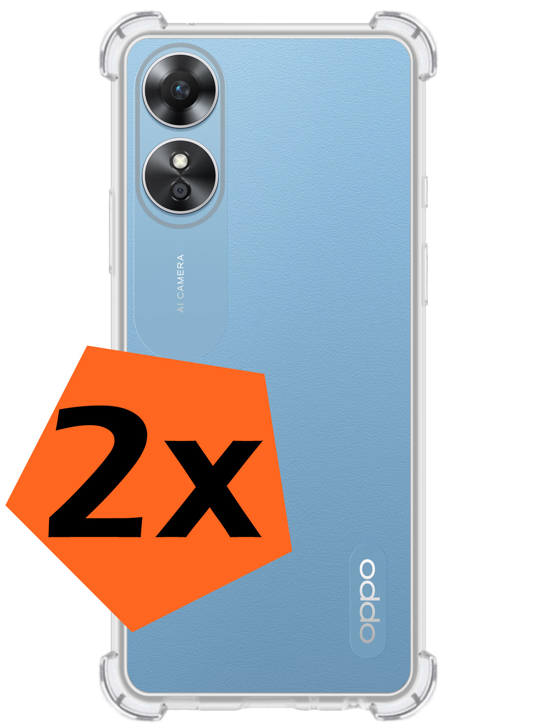 Nomfy Hoesje Geschikt voor OPPO A17 Hoesje Shock Proof Cover Case Shockproof - Hoes Geschikt voor OPPO A17 Hoes Siliconen Back Case - Transparant - 2 PACK