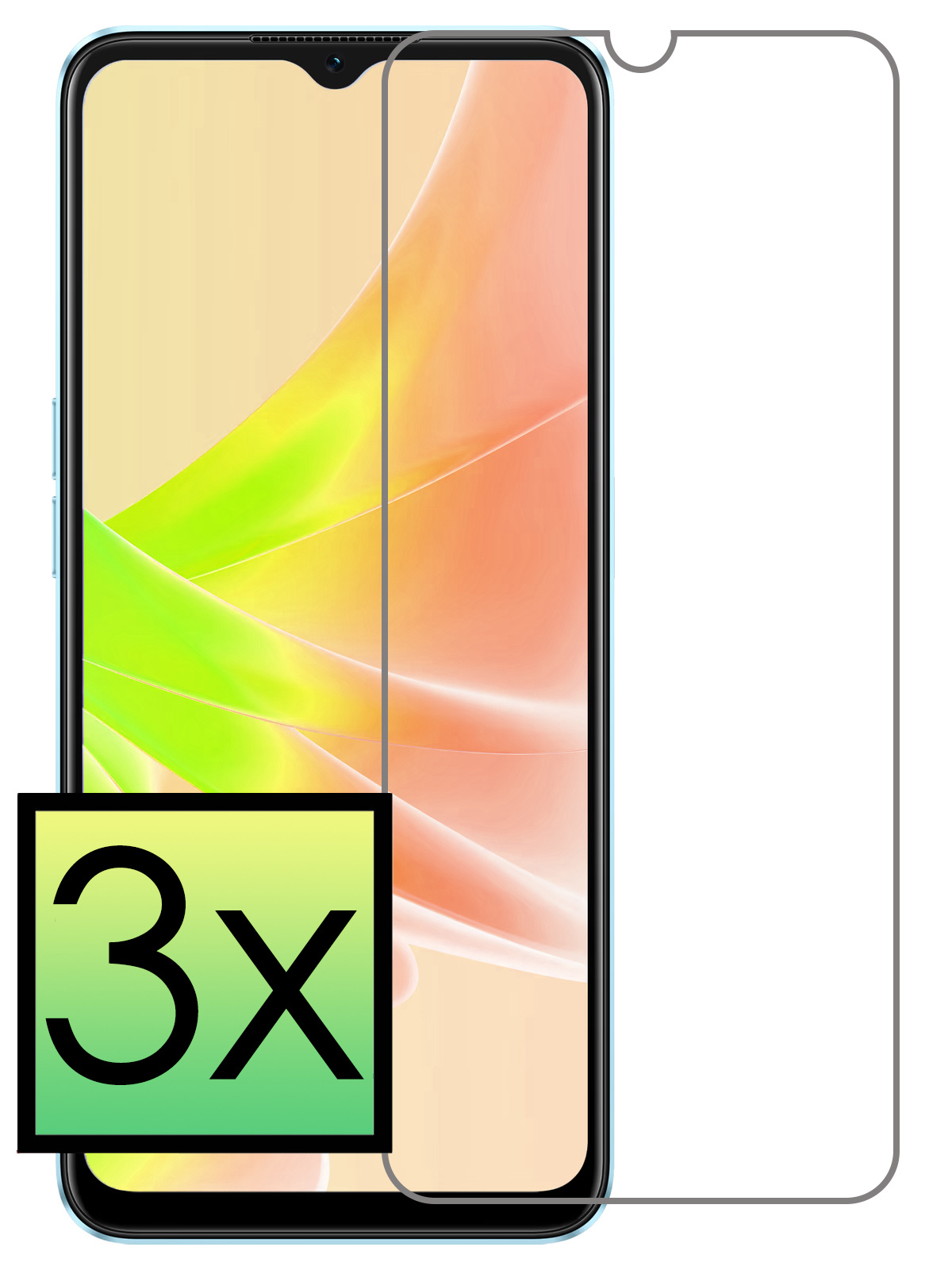 NoXx OPPO A17 Screenprotector Tempered Glass Gehard Glas Beschermglas - 3x