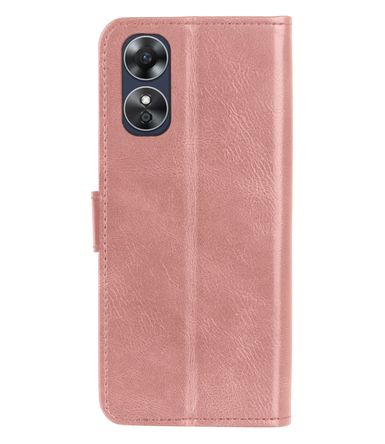 BASEY. Hoes Geschikt voor OPPO A17 Hoesje Bookcase Hoes Flip Case Book Cover - Hoesje Geschikt voor OPPO A17 Hoes Book Case Hoesje - Rosé goud