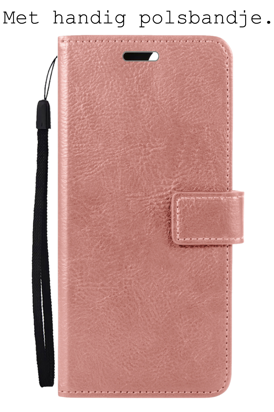 BASEY. Hoes Geschikt voor OPPO A17 Hoesje Bookcase Hoes Flip Case Book Cover - Hoesje Geschikt voor OPPO A17 Hoes Book Case Hoesje - Rosé goud