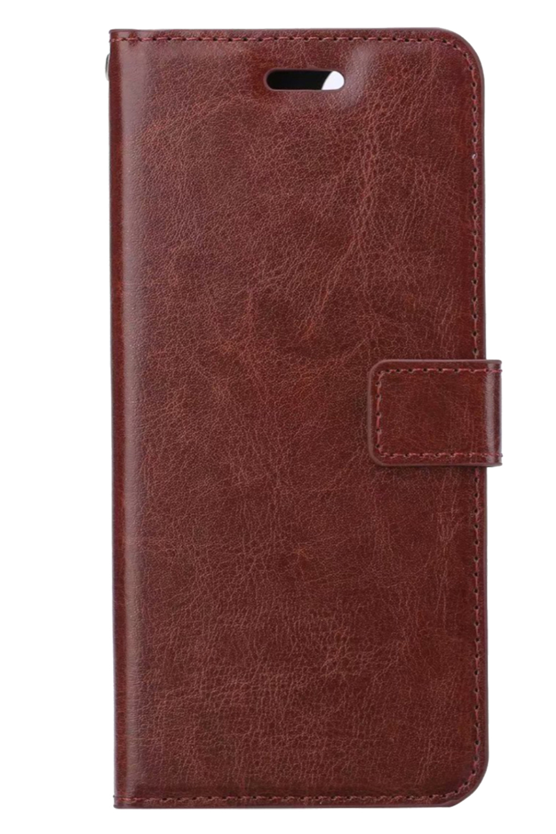 BASEY. Hoes Geschikt voor OPPO A17 Hoesje Bookcase Hoes Flip Case Book Cover - Hoesje Geschikt voor OPPO A17 Hoes Book Case Hoesje - Bruin
