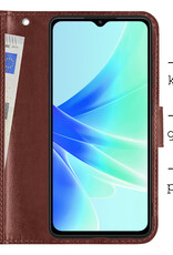 BASEY. Hoes Geschikt voor OPPO A17 Hoesje Bookcase Hoes Flip Case Book Cover - Hoesje Geschikt voor OPPO A17 Hoes Book Case Hoesje - Bruin