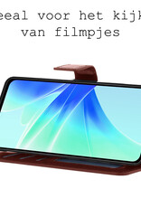 BASEY. Hoes Geschikt voor OPPO A17 Hoesje Bookcase Hoes Flip Case Book Cover - Hoesje Geschikt voor OPPO A17 Hoes Book Case Hoesje - Bruin