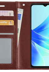 BASEY. Hoes Geschikt voor OPPO A17 Hoesje Bookcase Hoes Flip Case Book Cover - Hoesje Geschikt voor OPPO A17 Hoes Book Case Hoesje - Bruin