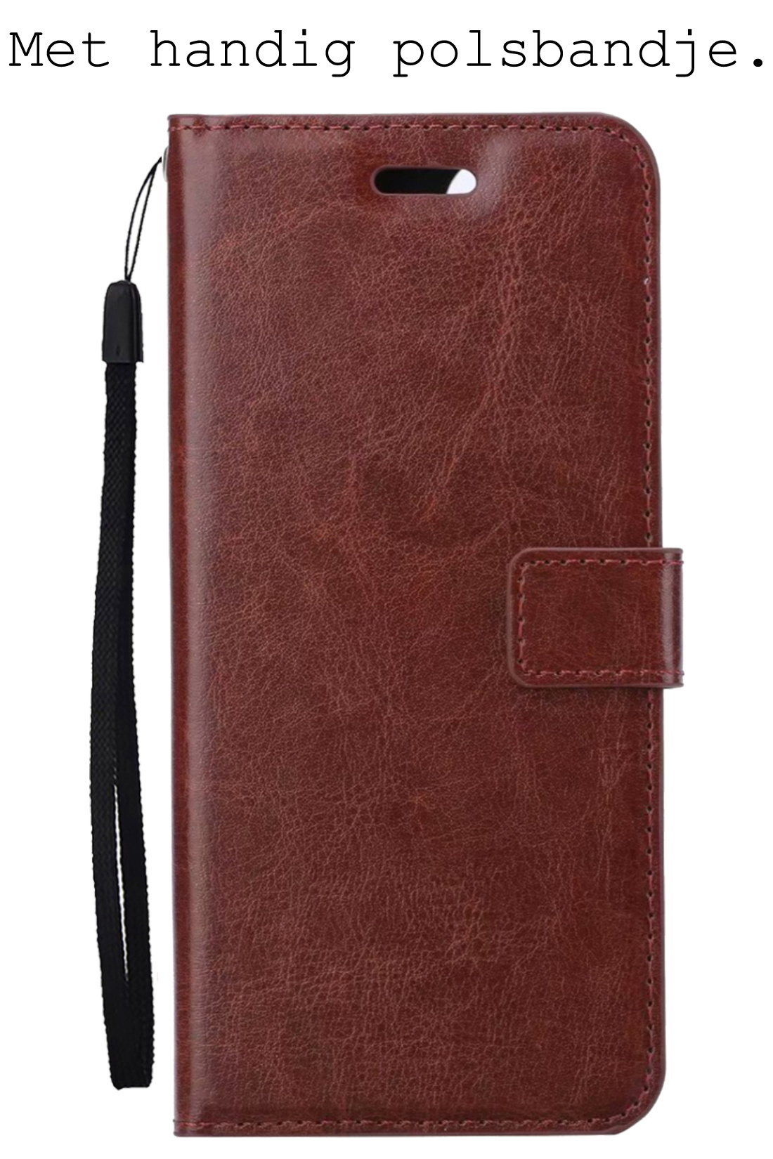 BASEY. Hoes Geschikt voor OPPO A17 Hoesje Bookcase Hoes Flip Case Book Cover - Hoesje Geschikt voor OPPO A17 Hoes Book Case Hoesje - Bruin