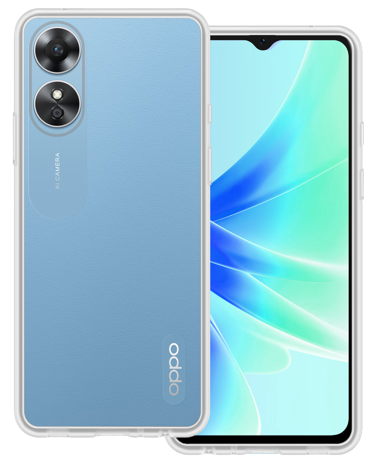 BASEY. Hoes Geschikt voor OPPO A17 Hoesje Siliconen Back Cover Case - Hoesje Geschikt voor OPPO A17 Hoes Cover Hoesje - Transparant