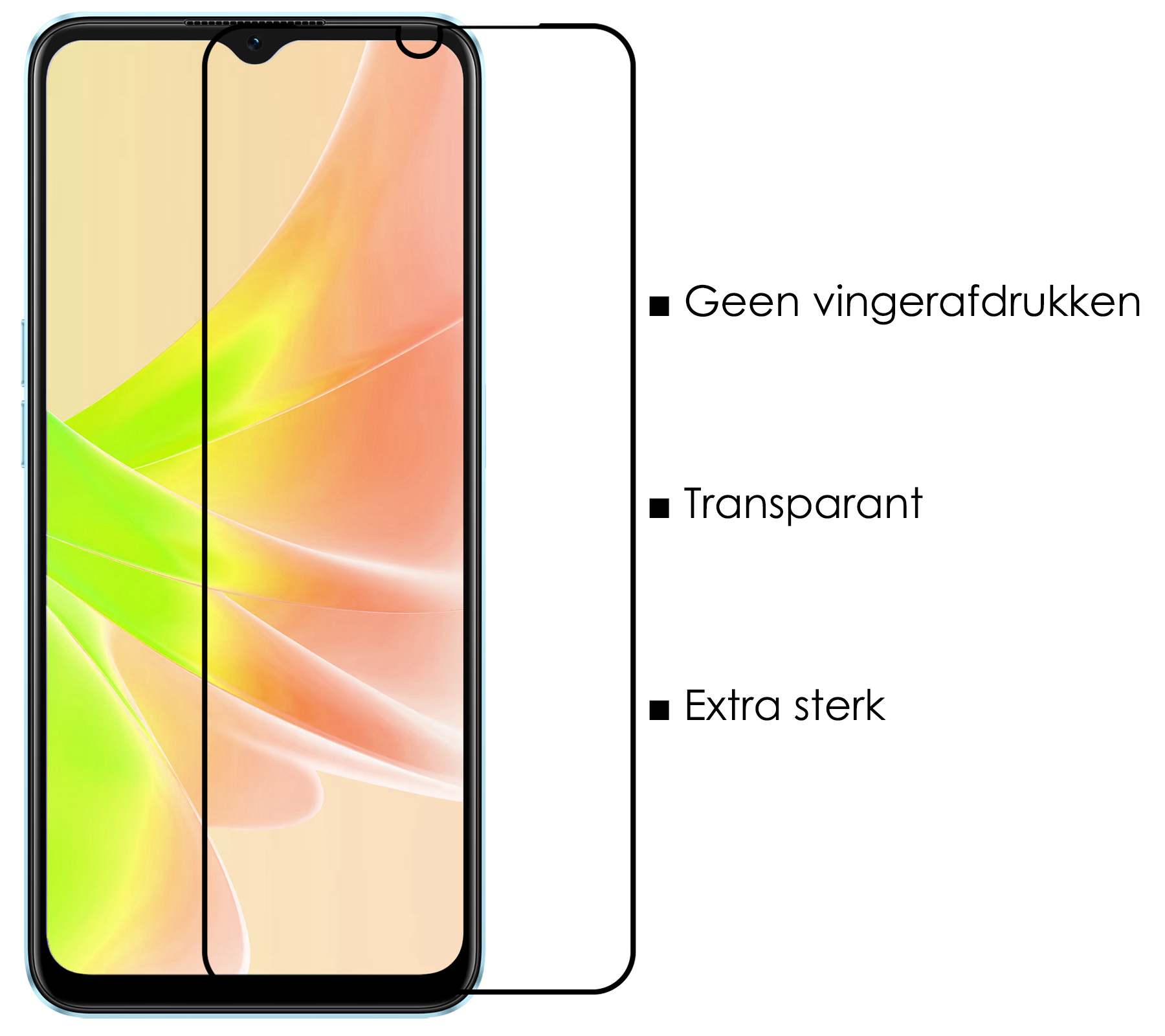 NoXx Screenprotector Geschikt voor OPPO A57 Screenprotector Tempered Glass Gehard Glas Full Cover - 2x