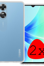 BASEY. Hoes Geschikt voor OPPO A17 Hoesje Siliconen Back Cover Case - Hoesje Geschikt voor OPPO A17 Hoes Cover Hoesje - Transparant - 2 Stuks