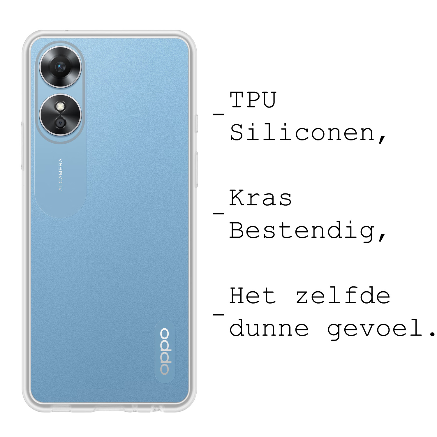 BASEY. Hoes Geschikt voor OPPO A17 Hoesje Siliconen Back Cover Case - Hoesje Geschikt voor OPPO A17 Hoes Cover Hoesje - Transparant - 2 Stuks