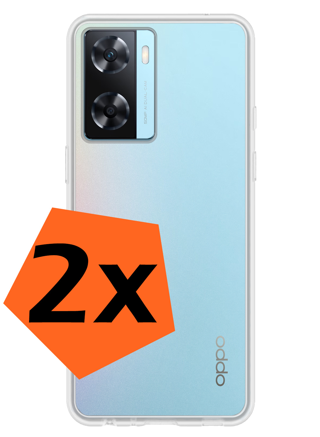 Nomfy Hoesje Geschikt voor OPPO A57 Hoesje Siliconen Cover Case - Hoes Geschikt voor OPPO A57 Hoes Back Case - 2-PACK - Transparant
