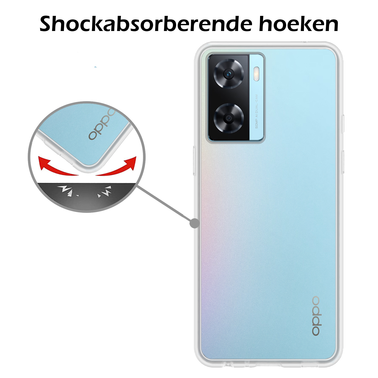 Nomfy Hoesje Geschikt voor OPPO A57 Hoesje Siliconen Cover Case - Hoes Geschikt voor OPPO A57 Hoes Back Case - 2-PACK - Transparant