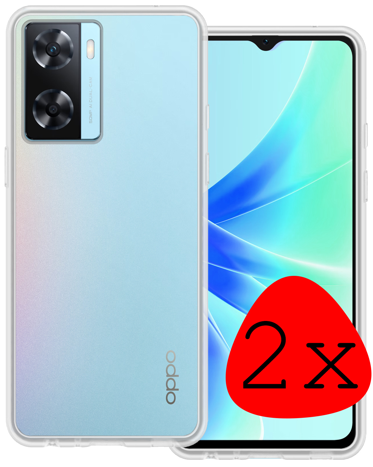 BASEY. Hoes Geschikt voor OPPO A57 Hoesje Siliconen Back Cover Case - Hoesje Geschikt voor OPPO A57 Hoes Cover Hoesje - Transparant - 2 Stuks