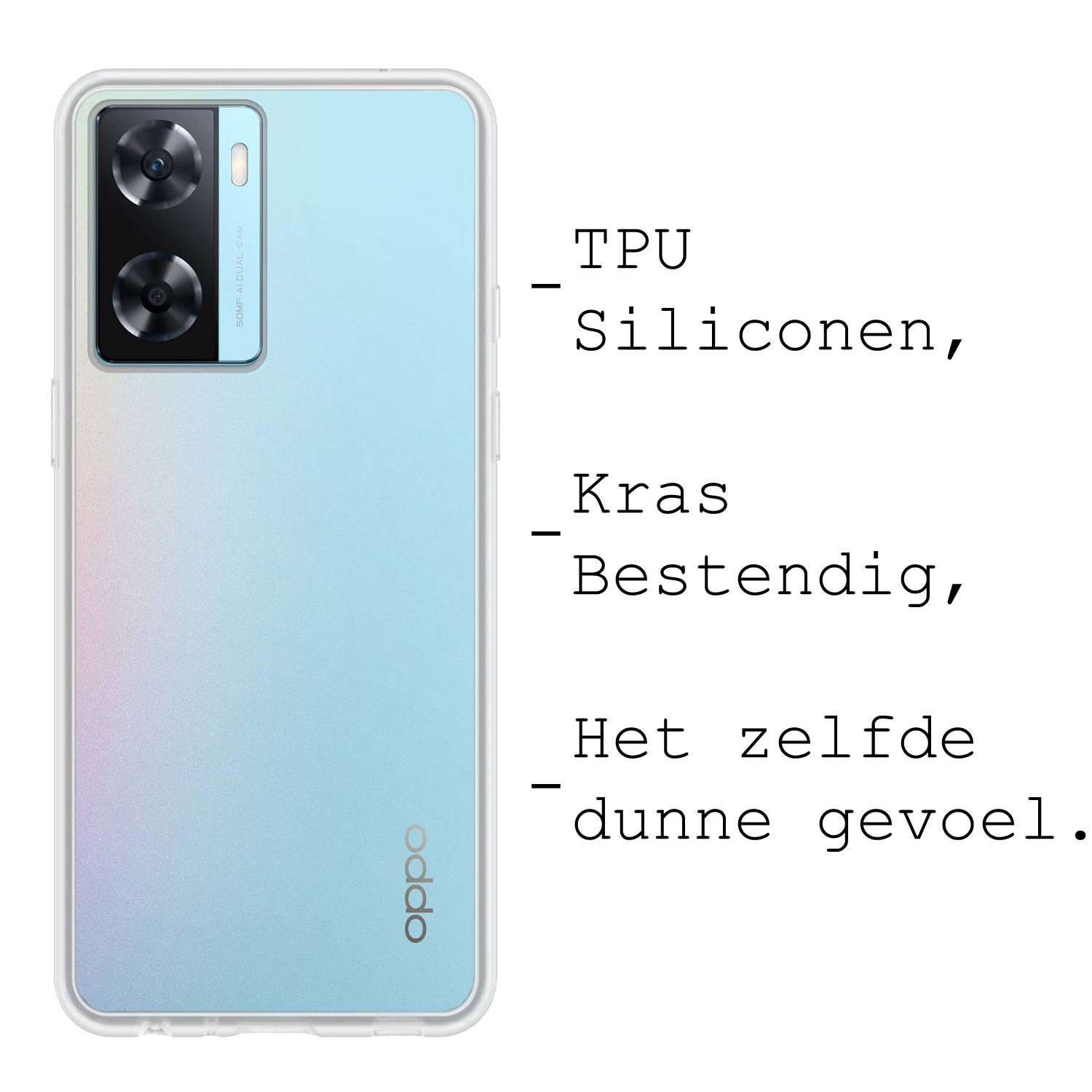 BASEY. Hoes Geschikt voor OPPO A57 Hoesje Siliconen Back Cover Case - Hoesje Geschikt voor OPPO A57 Hoes Cover Hoesje - Transparant