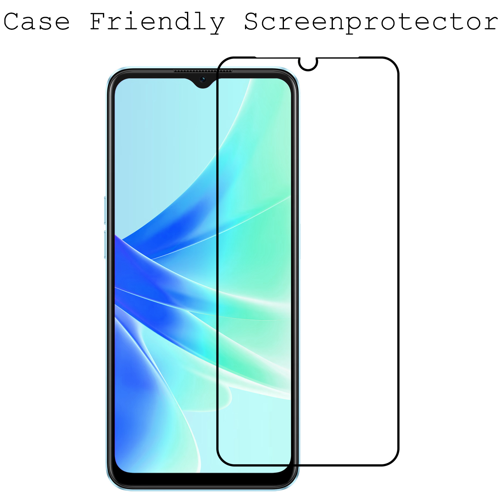 BASEY. Screenprotector Geschikt voor OPPO A17 Screenprotector Beschermglas Full Cover - Screenprotector Geschikt voor OPPO A17 Screen Protector Full Cover - 2 Stuks