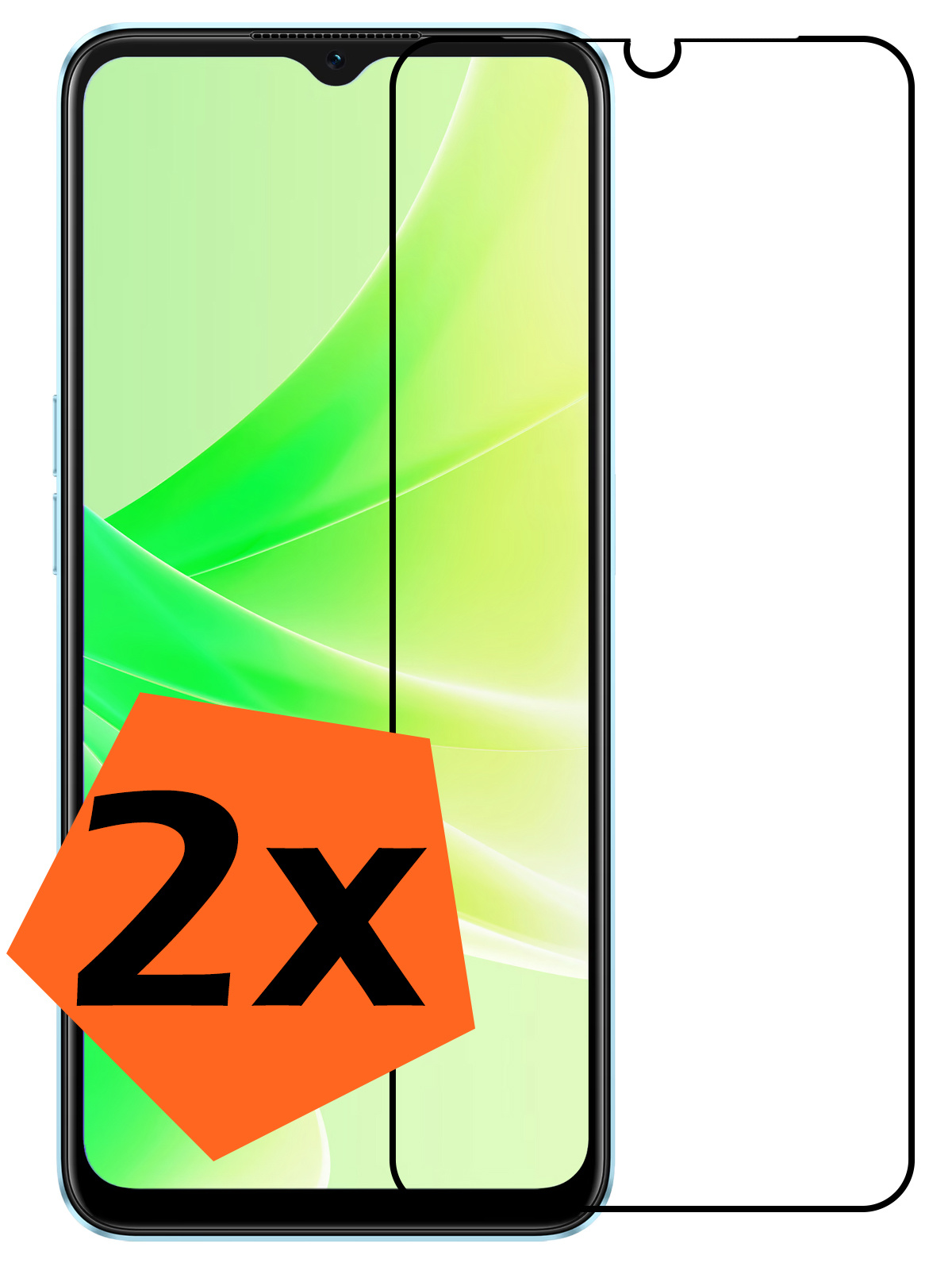 Nomfy OPPO A17 Screenprotector Bescherm Glas Tempered Glass Full Cover - OPPO A17 Screen Protector - 2x