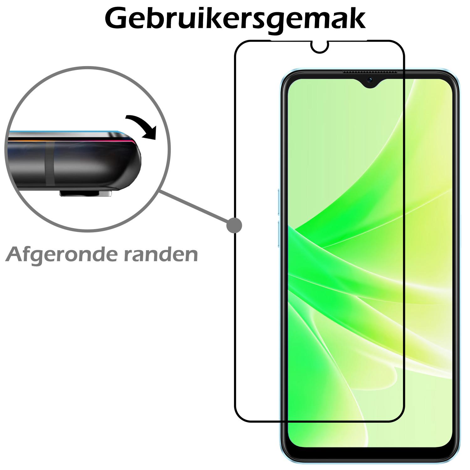 Nomfy Screenprotector Geschikt voor OPPO A17 Screenprotector Bescherm Glas - Screenprotector Geschikt voor OPPO A17 Screen Protector Tempered Glass Full Screen Full Cover - 3 PACK